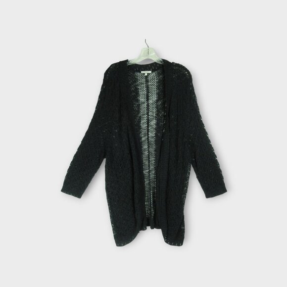 Maurices Black Lace-Knit Duster Cardigan Size 3 Plus Size Y2K Boho - Picture 1 of 8